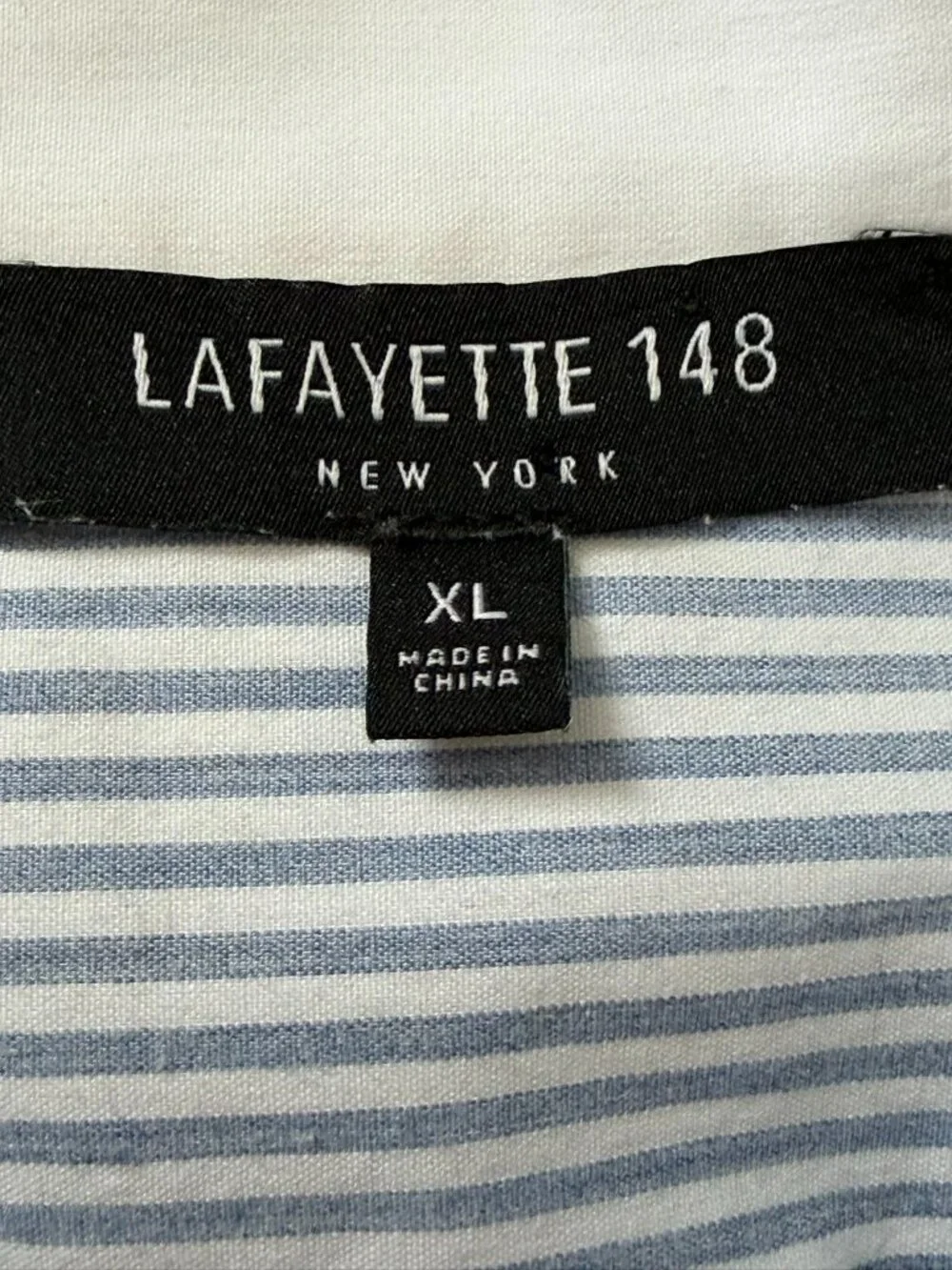Lafayette 148 Everson Ombre Dip Dye Striped Button Up Long Sleeve Blue White XL